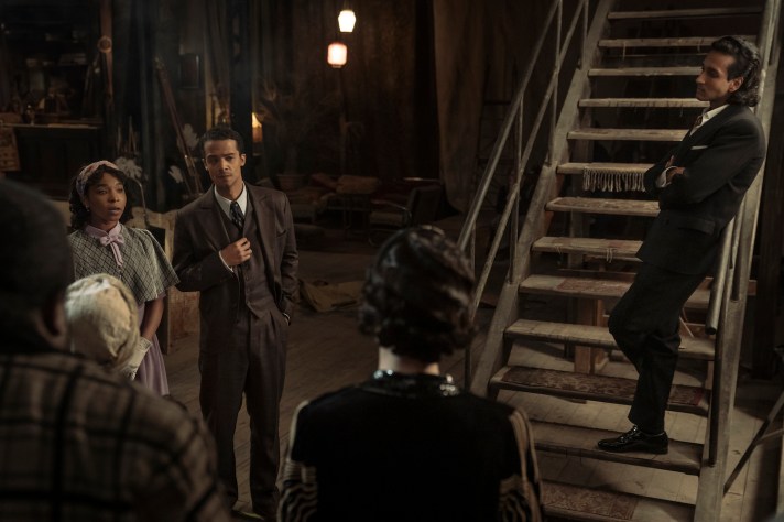 Jacob Anderson as Louis De Point Du Lac, Delainey Hayles as Claudia and Assad Zaman as Armand - Interview with the Vampire Season 2, Episode 2