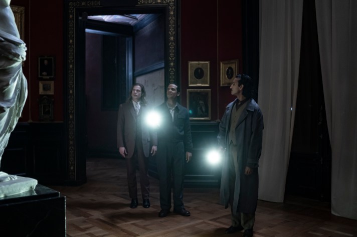 Jacob Anderson as Louis De Point Du Lac, Assad Zaman as Armand and Sam Reid as Lestat De Lioncourt - Interview with the Vampire Season 4, Episode 4